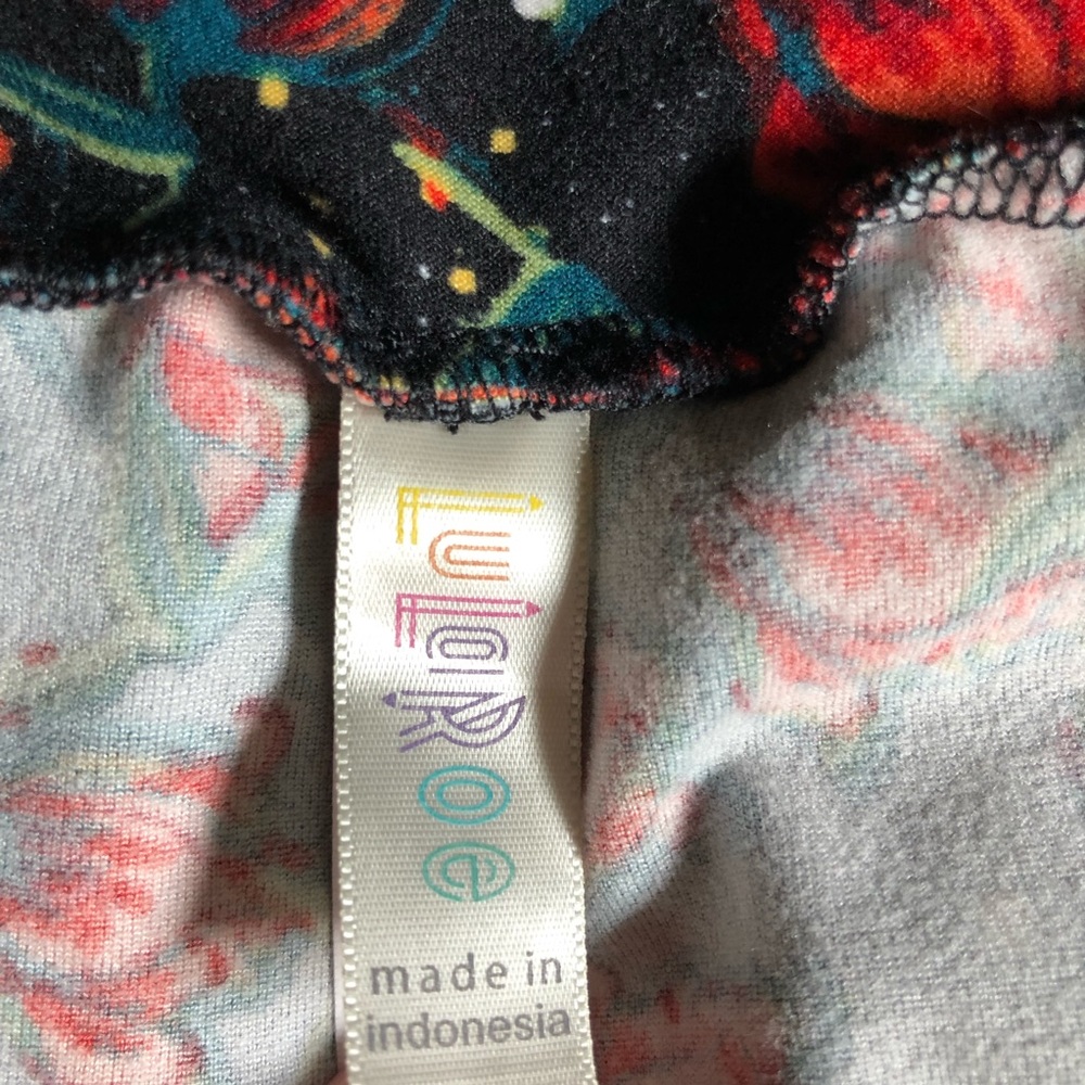 LulaRoe TC leggings; floral red orange teal black - Picture 3 of 7